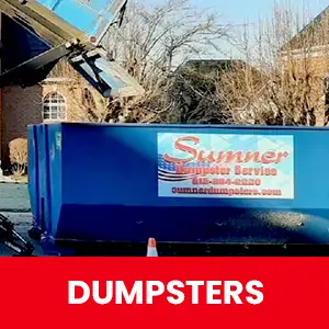 Large dumpster in front of construction project. Dumpster rental in Hendersonville, TN and Middle Tennessee.