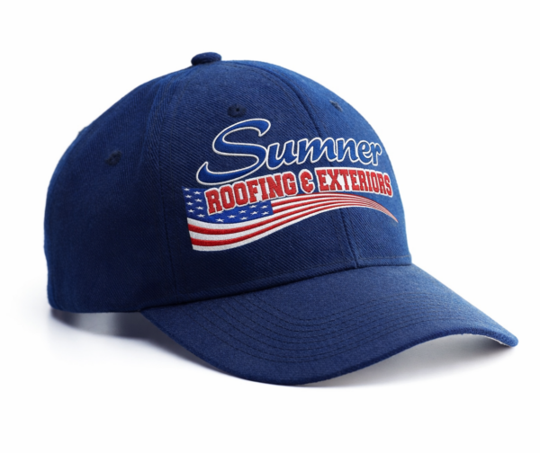 Baseball hat with Sumner Roofing's logo